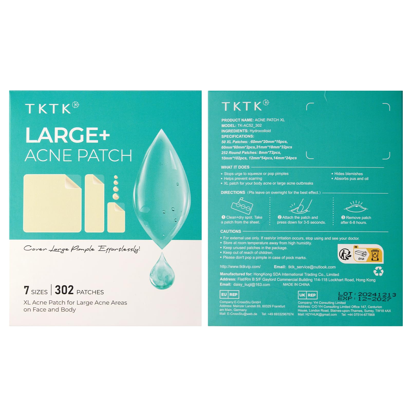 Kit de parches TKTK grandes, 302 piezas para varios escenarios.