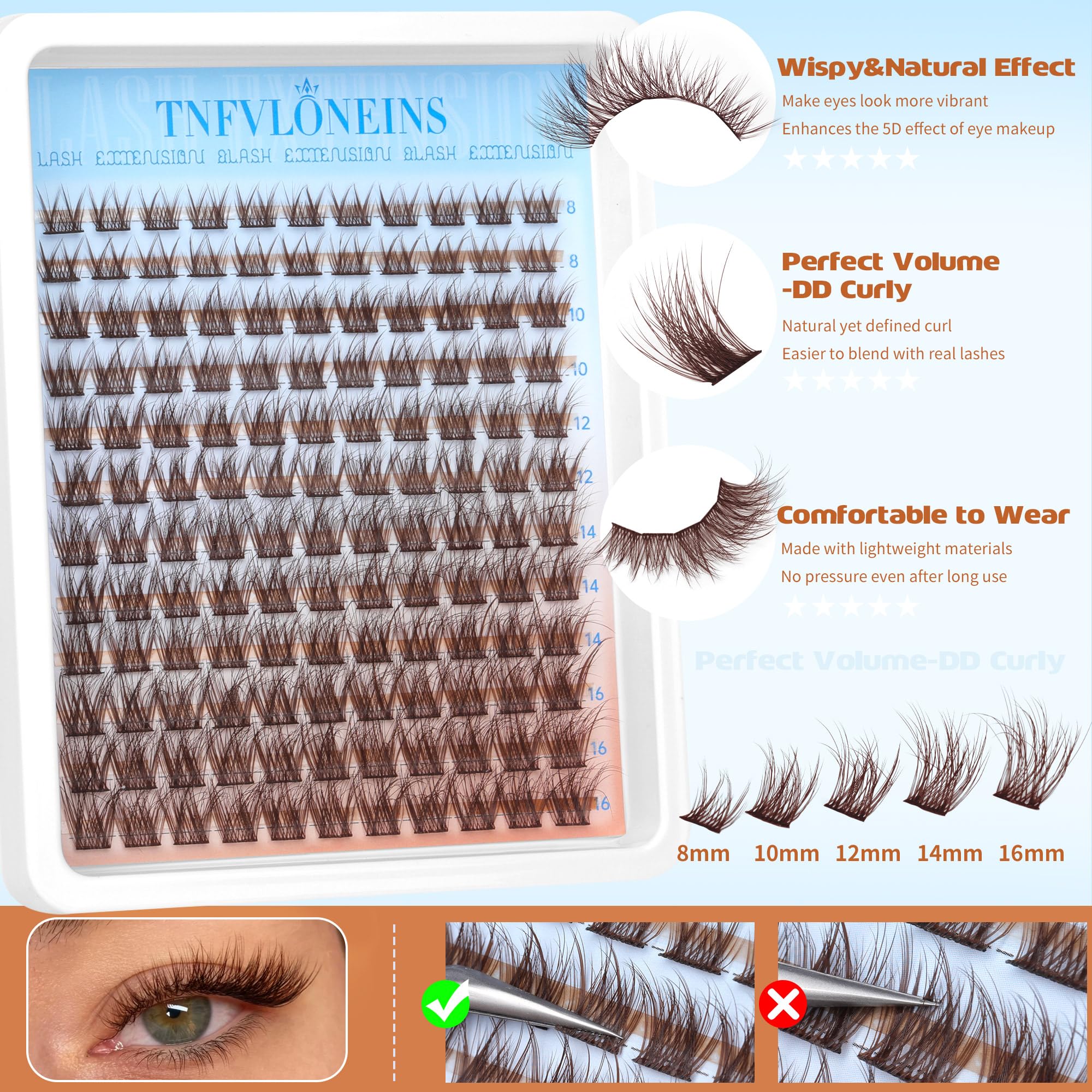 TNFVLONEINS: conjunto de pestañas con varias longitudes para personalizar.