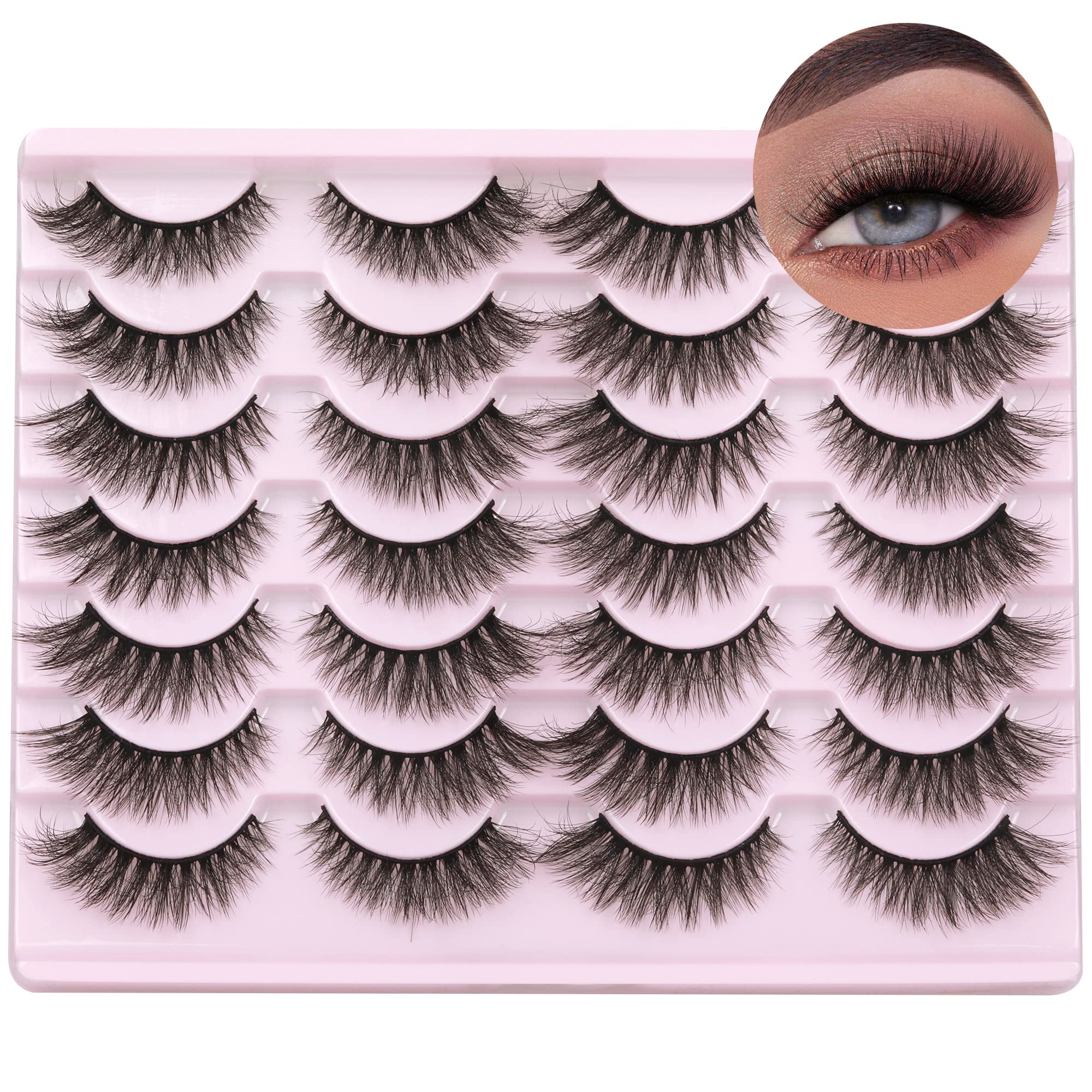 Pestañas Wispy Mink de TNFVLONEINS con 16 mm para efecto ojo de gato.