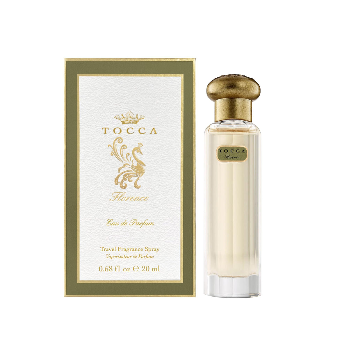Tocca Florence, botella de cristal elegante con notas florales, ideal para ocasiones especiales.