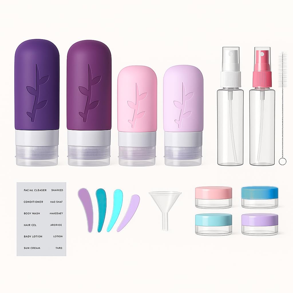 Botellas de silicona Tocelffe de 2oz para viajes, protección contra derrames