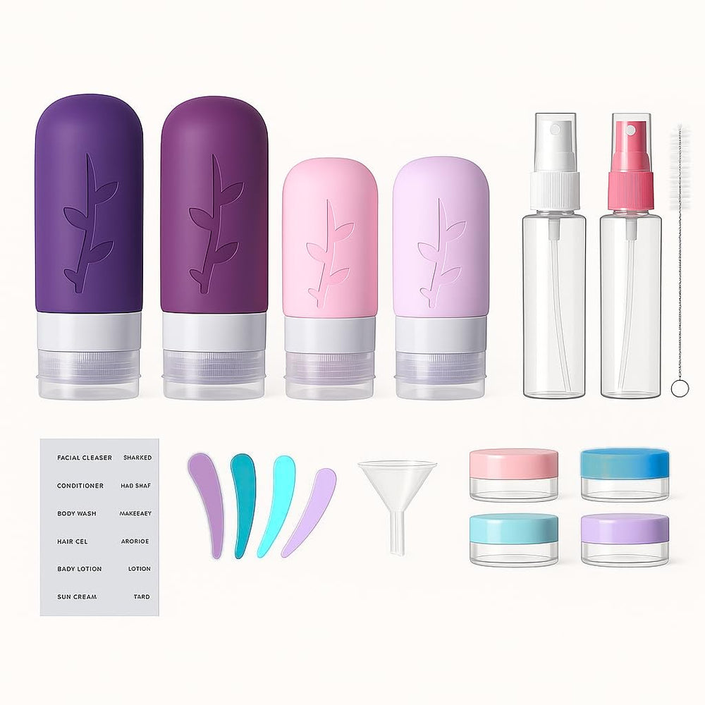 Botellas de silicona Tocelffe de 2oz para viajes, protección contra derrames