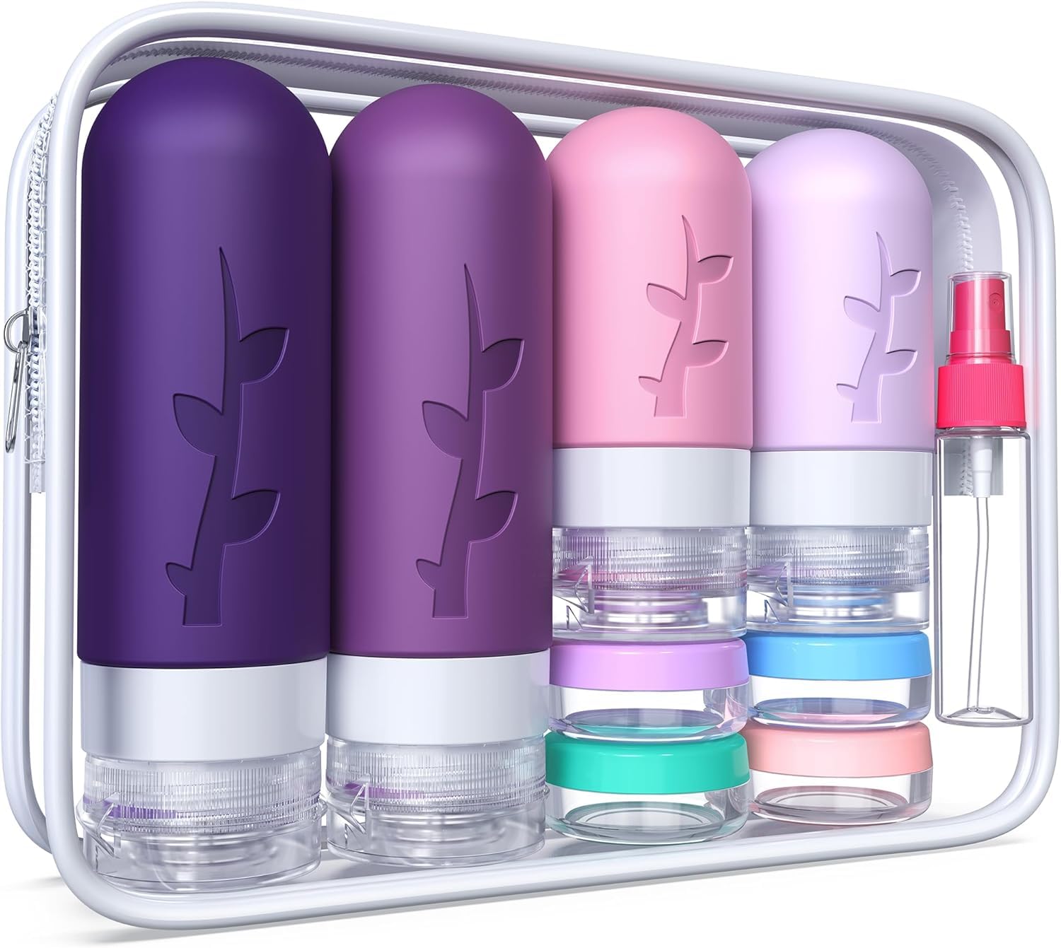 Botellas de silicona Tocelffe de 3oz para viajes con diseño a prueba de fugas