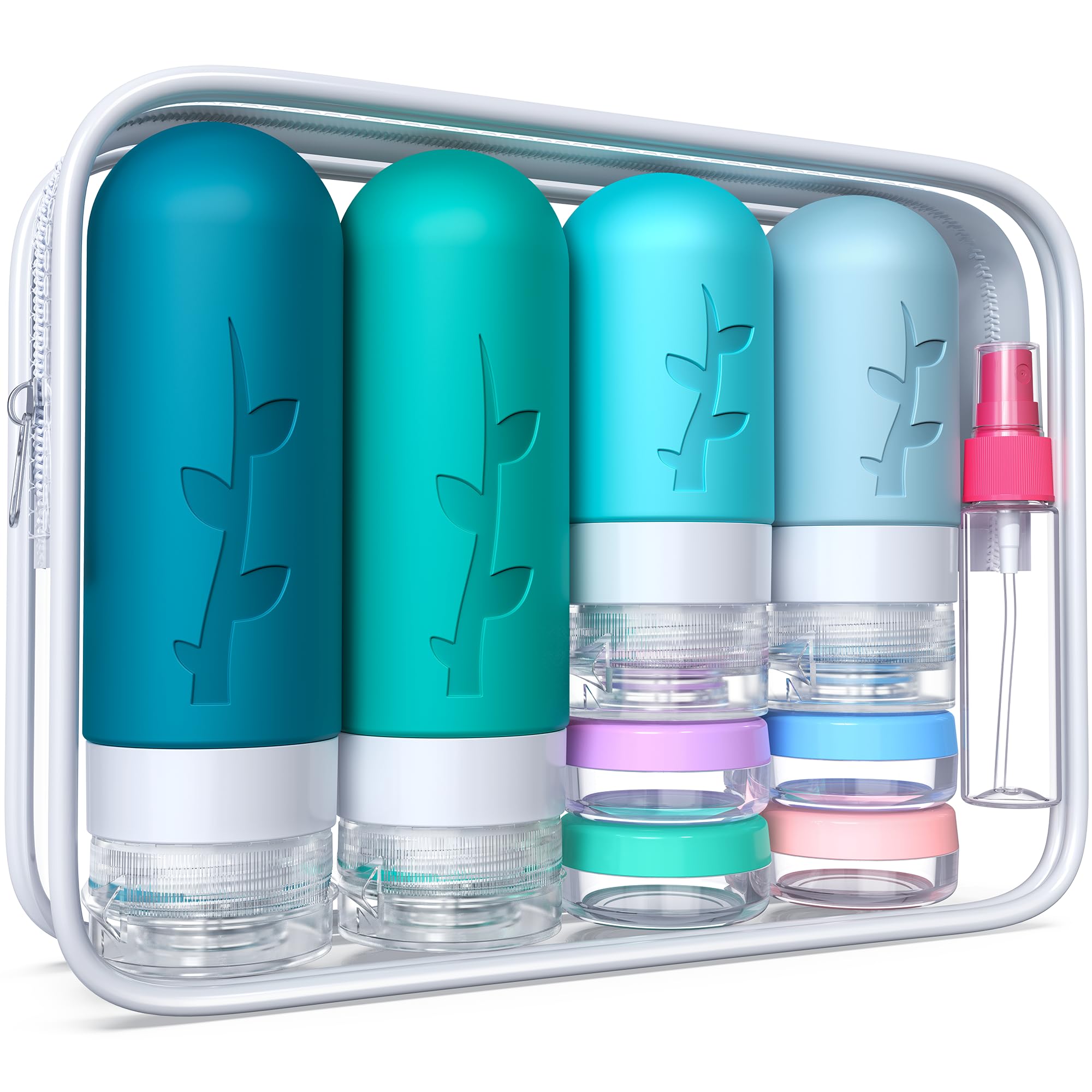 Tocelffe botellas de silicona 3 oz para viaje con tapas seguras y reutilizables