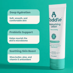 Toddle Probiotico crema hidratante: aplicación en cuerpo para hidratación diaria