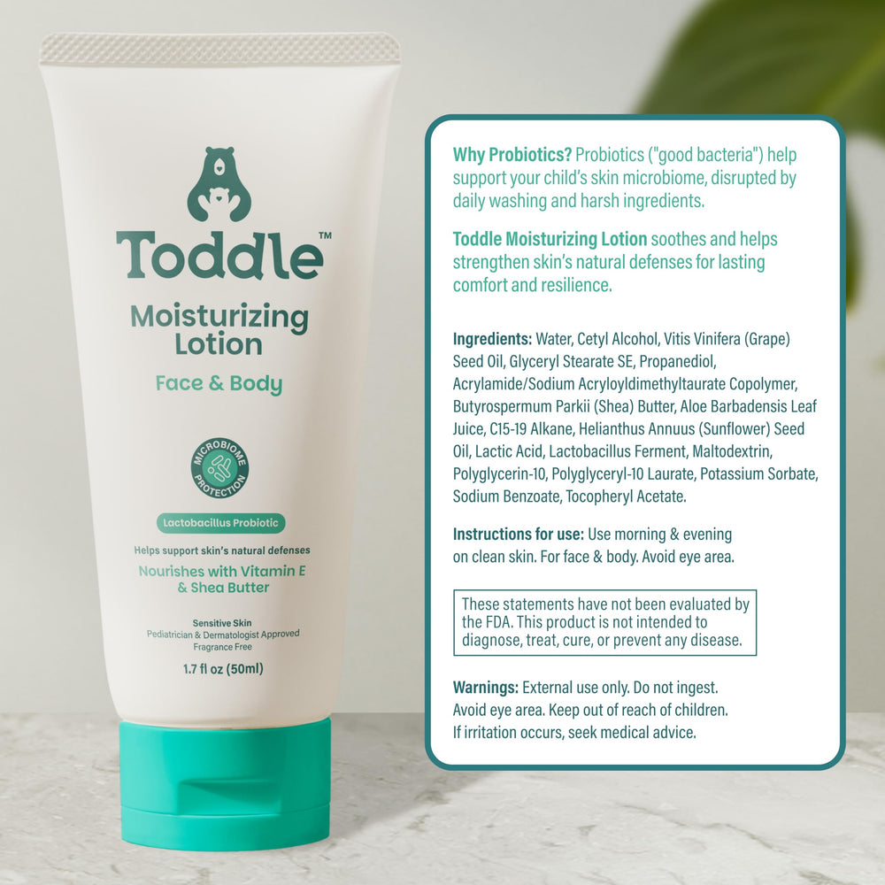 Toddle Probiotico con vitamina E, crema nutritiva para piel seca
