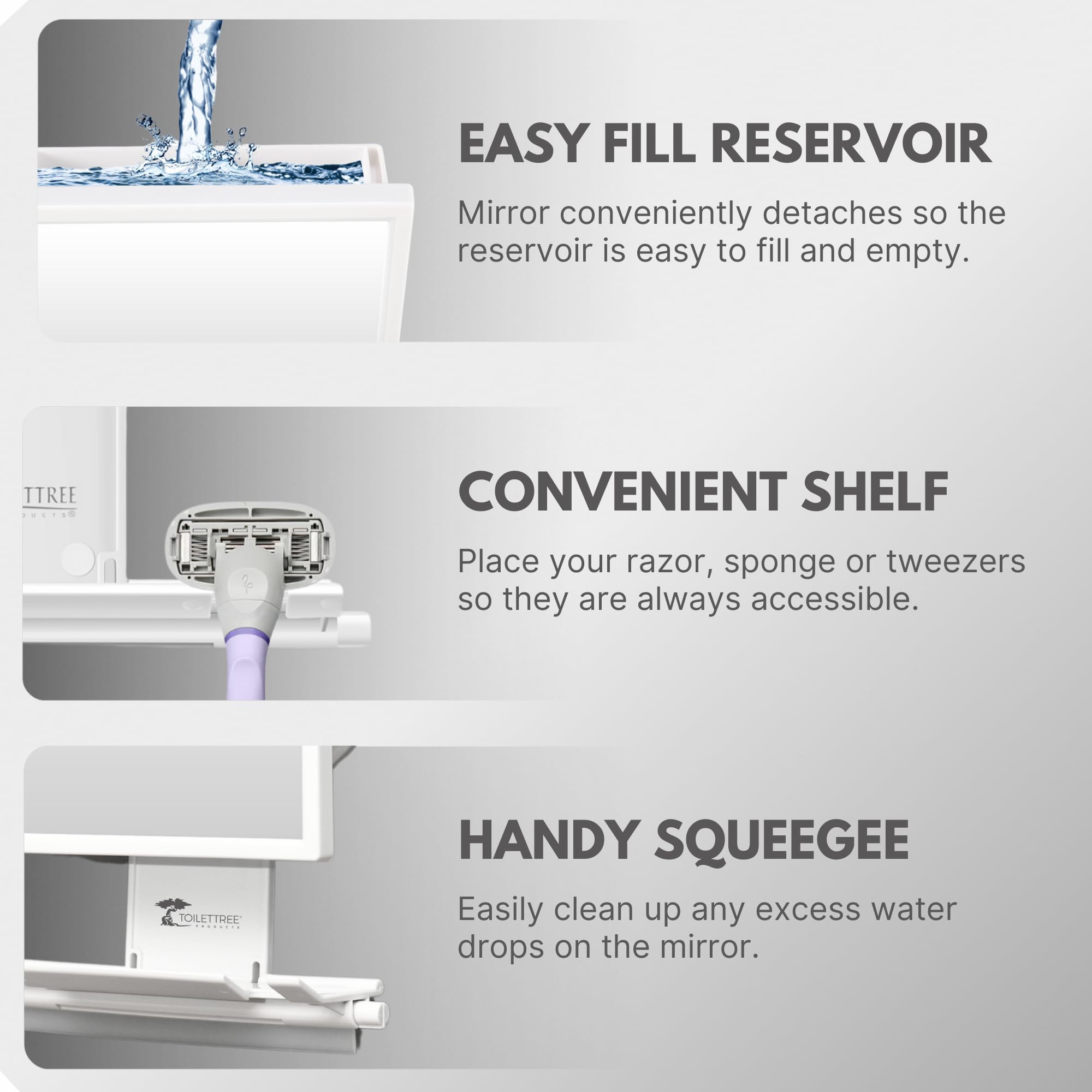 ToiletTree Fogless: montaje resistente en la pared de la ducha