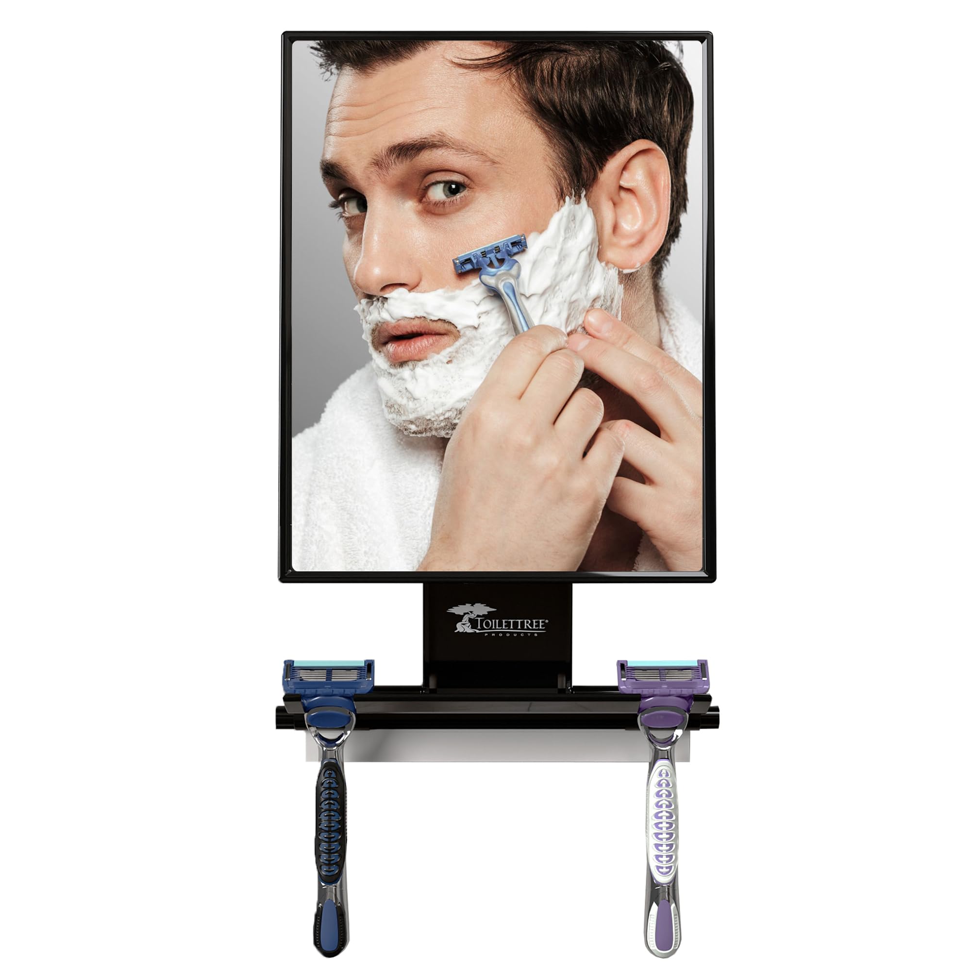 Miroir ToiletTree douche avec grande surface réfléchissante pour un rasage clair.