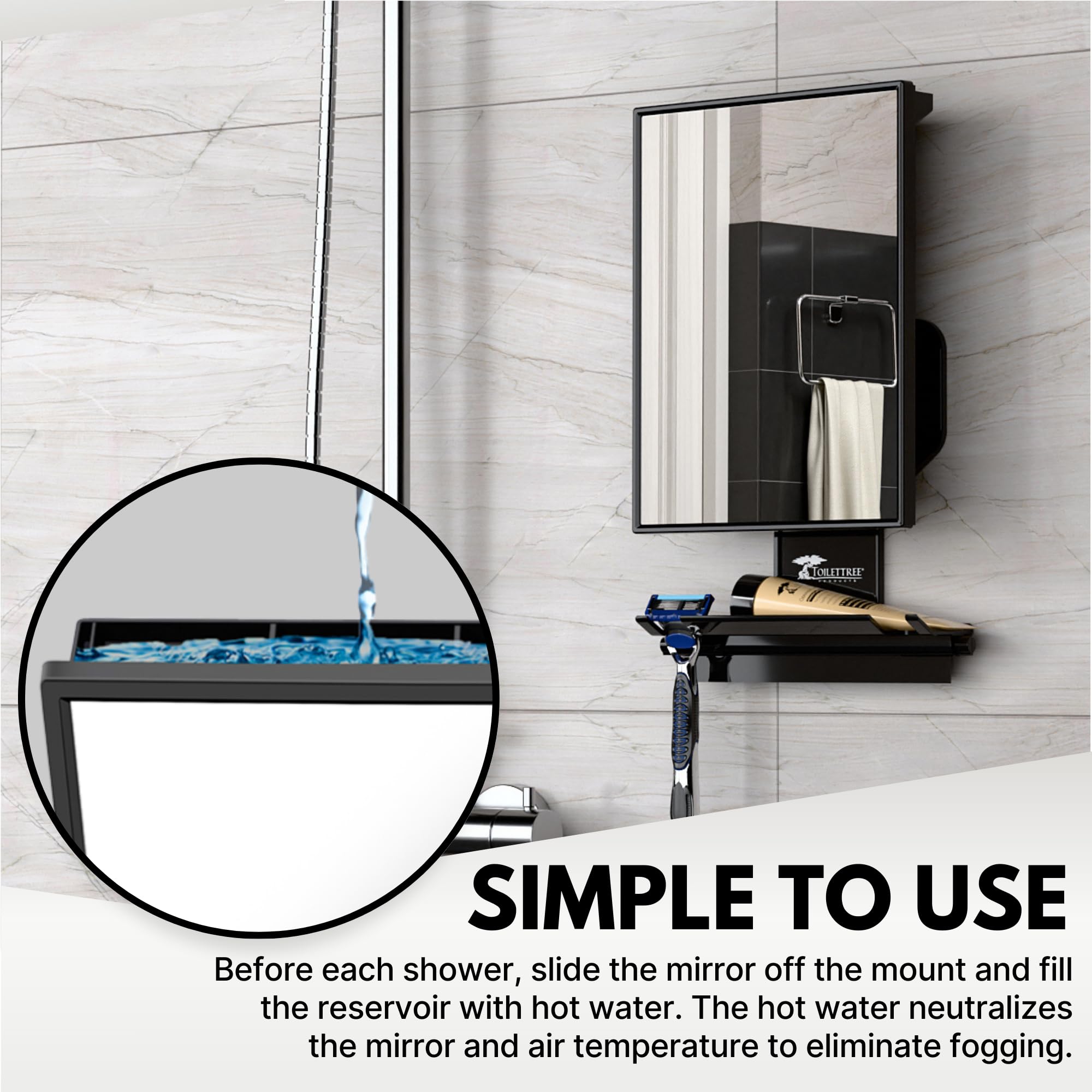 ToiletTree miroir de douche résistant aux chocs pour une utilisation durable.