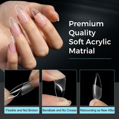 TOMICCA tips de gel en almendra con 12 tallas para ajuste perfecto