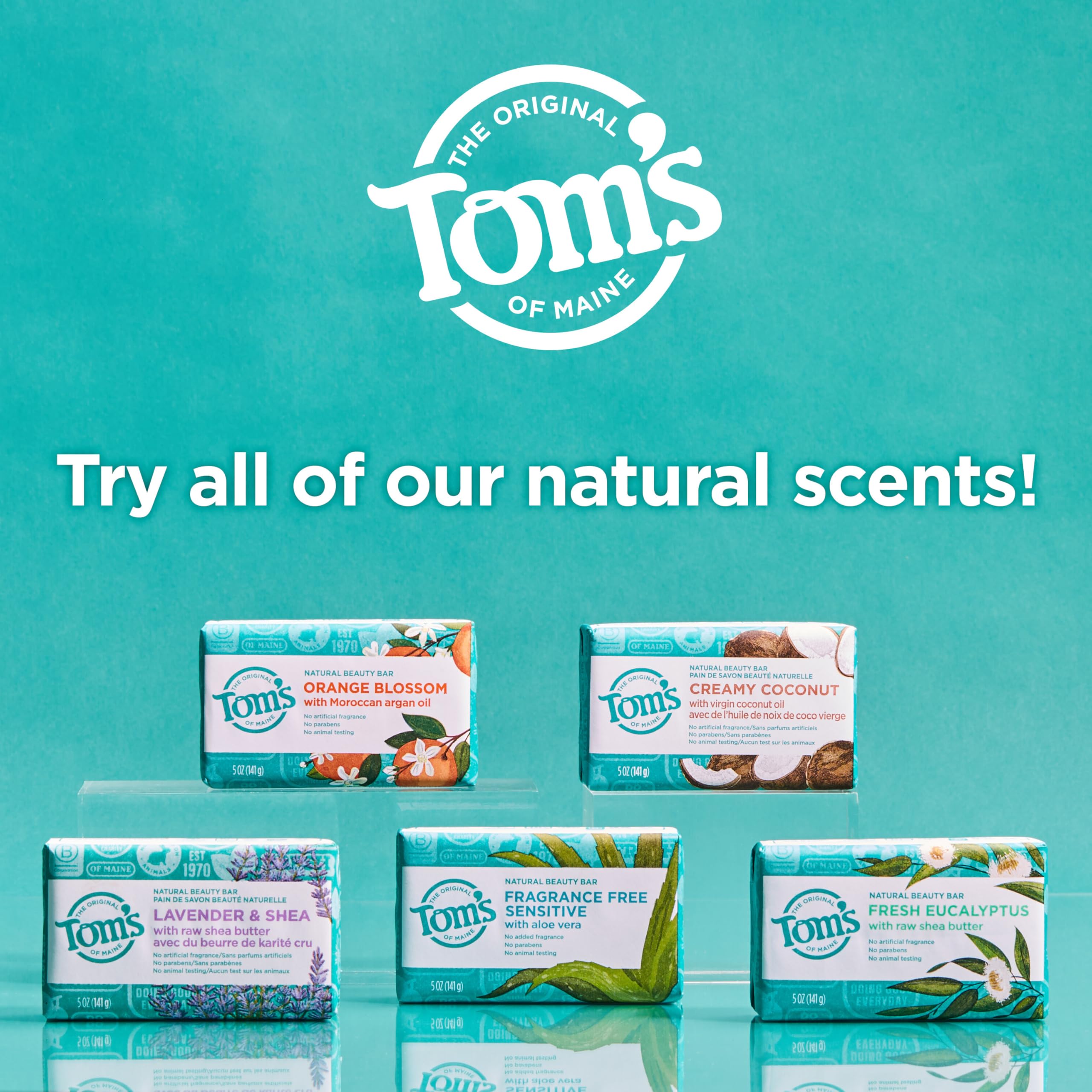Tom's of Maine barra jabón hidratación natural para piel sana.