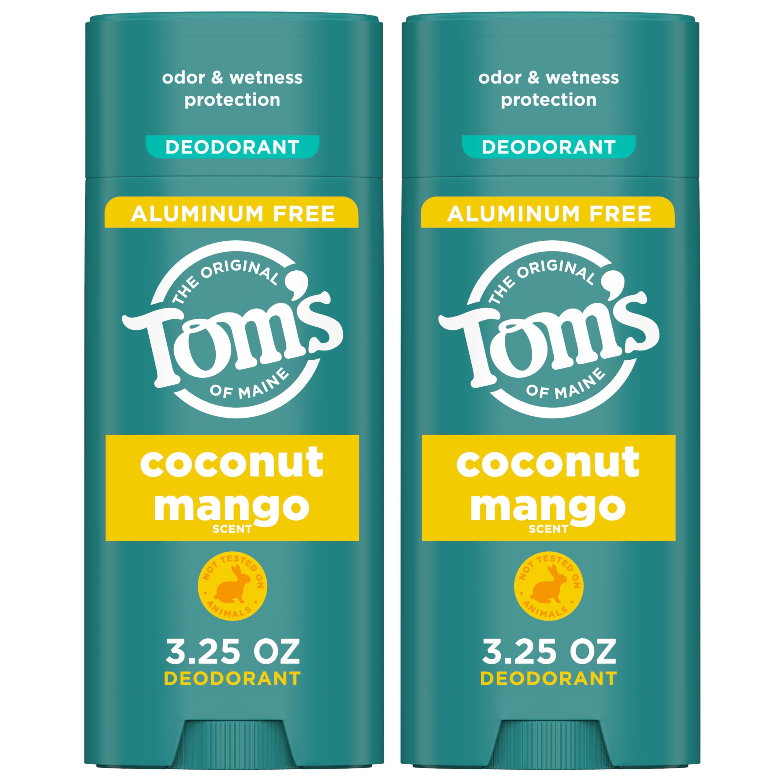 Tom's of Maine Coconut Mango: barra desodorante frontal con acabado claro.
