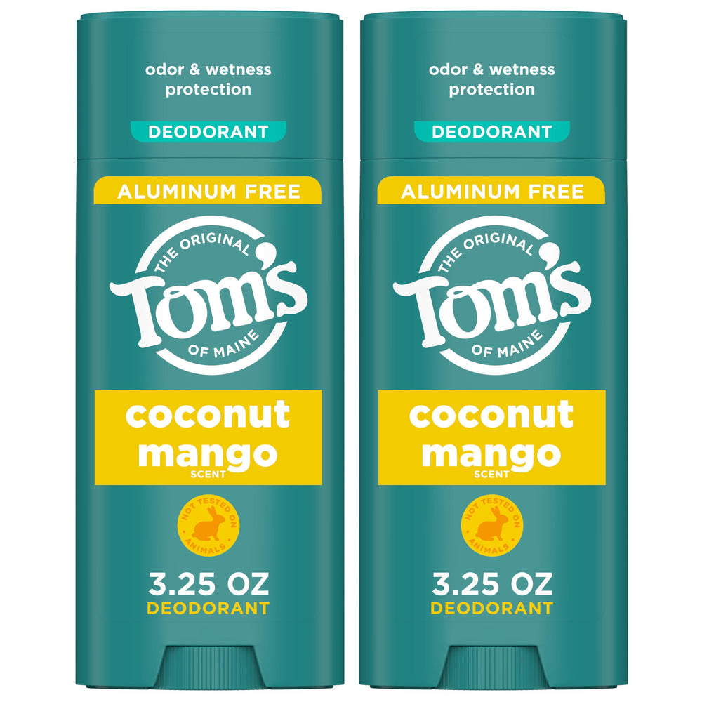 Tom's of Maine Coconut Mango: barra desodorante frontal con acabado claro.