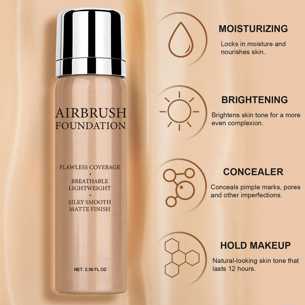 Topcent Airbrush Foundation Spray: textura mate natural para look fresco