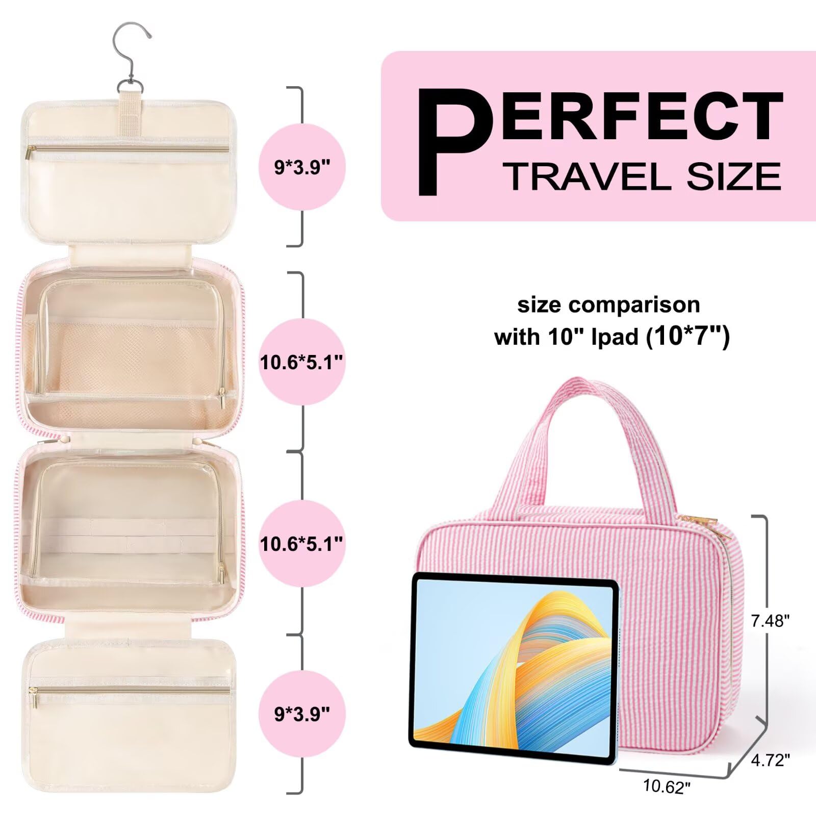 TOPEAST bolsa tocador con compartimentos, mantiene artículos de higiene ordenados durante el viaje.