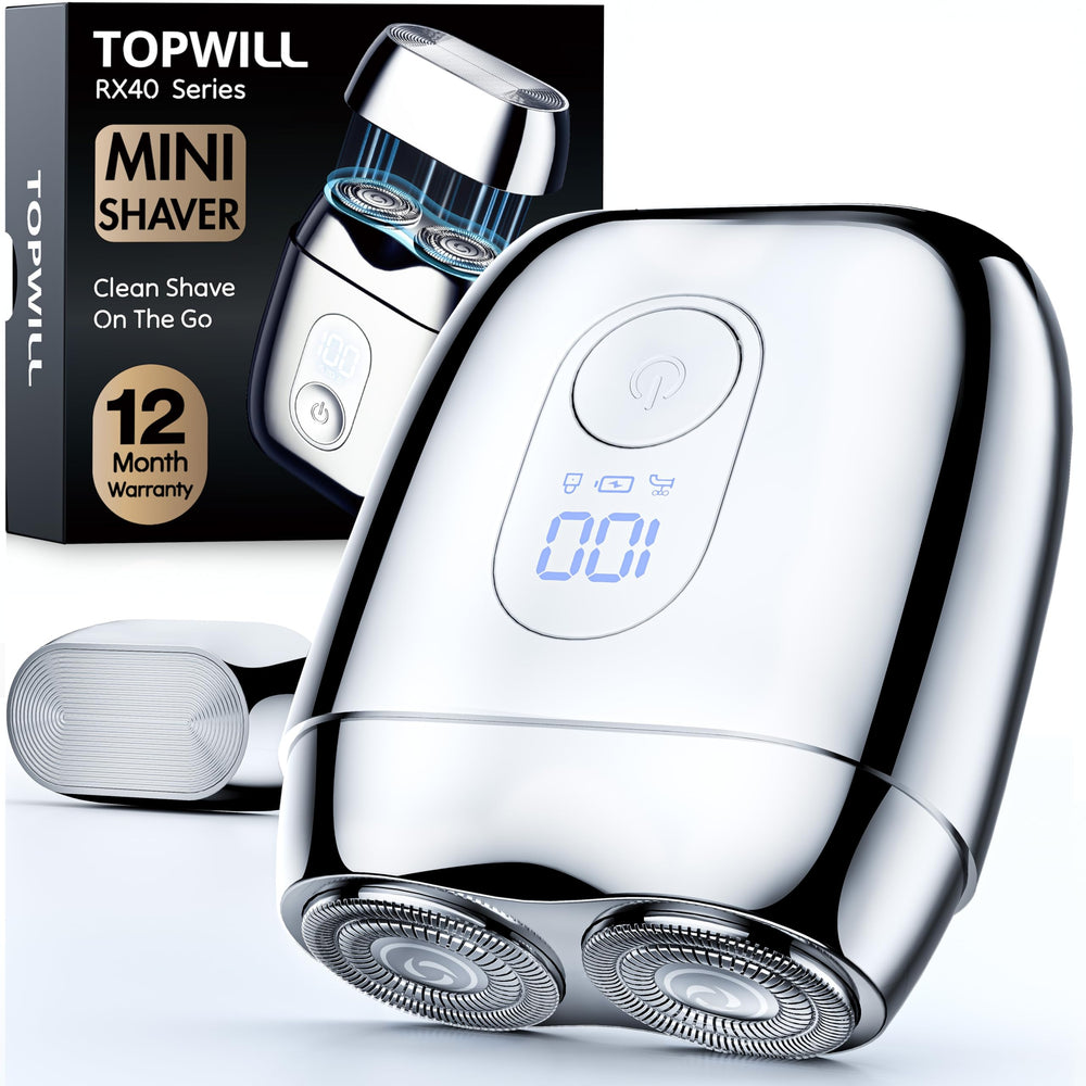 Topwill RX40, afeitadora mini metálica, ofrece afeitado suave para viajar.