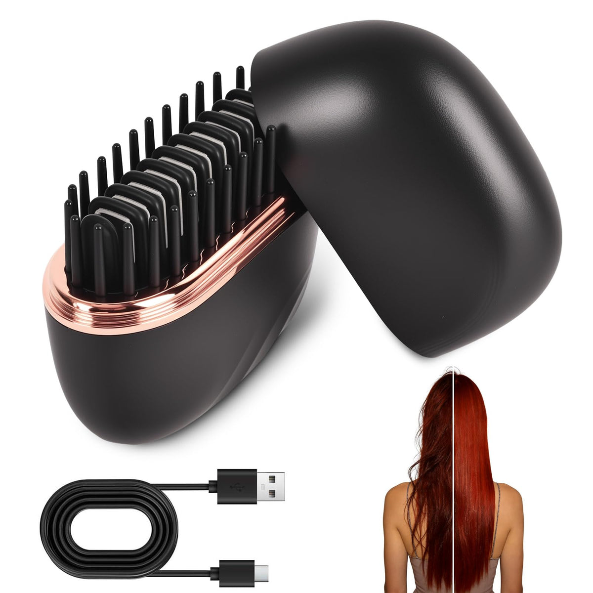TOSEFES Mini Alisador de Pelo Inalámbrico para peinar sin cables y estilo rápido.