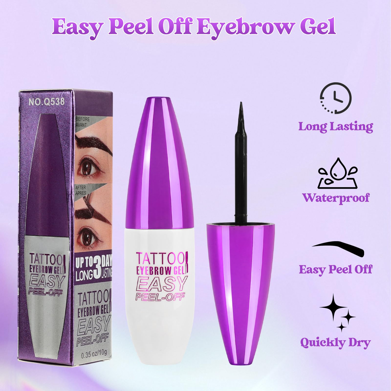 TOSOUATOP gel para cejas tatuaje, resistente al sudor para uso diario.