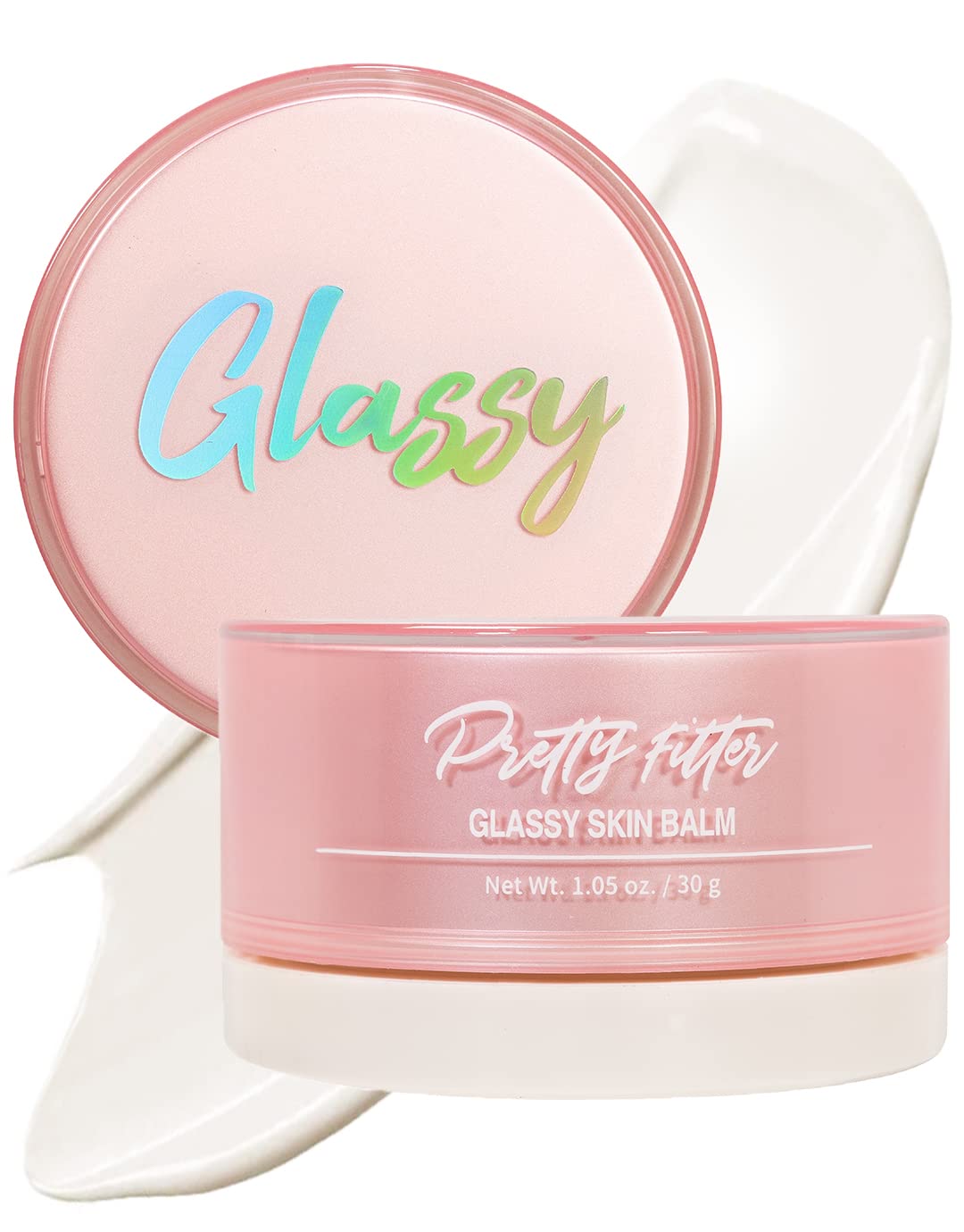 Touch in Sol Pretty Filter Glassy Skin Balm Primer en la mano, textura suave para aplicar.