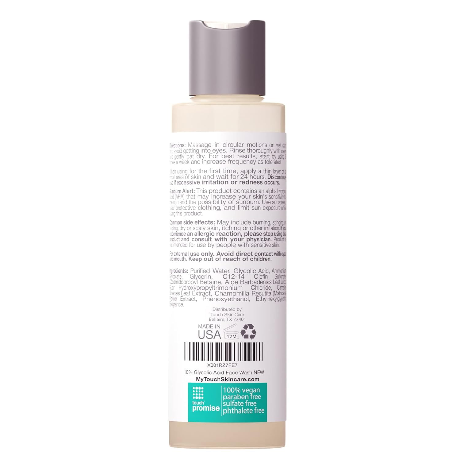 TOUCH Made in USA packaging underscores vegan formulation