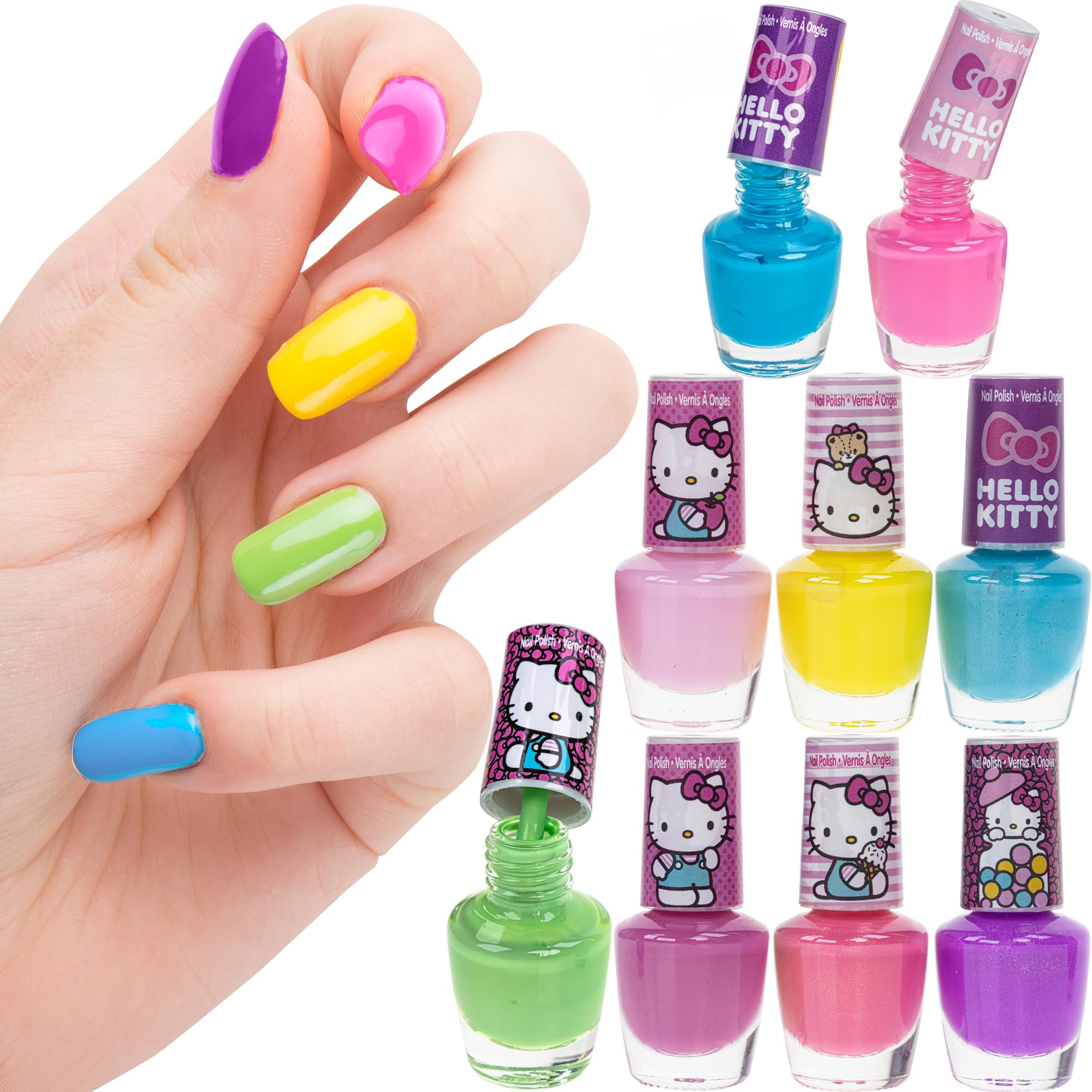Townley Girl Hello Kitty, brillo rosa, acabado sedoso en uñas
