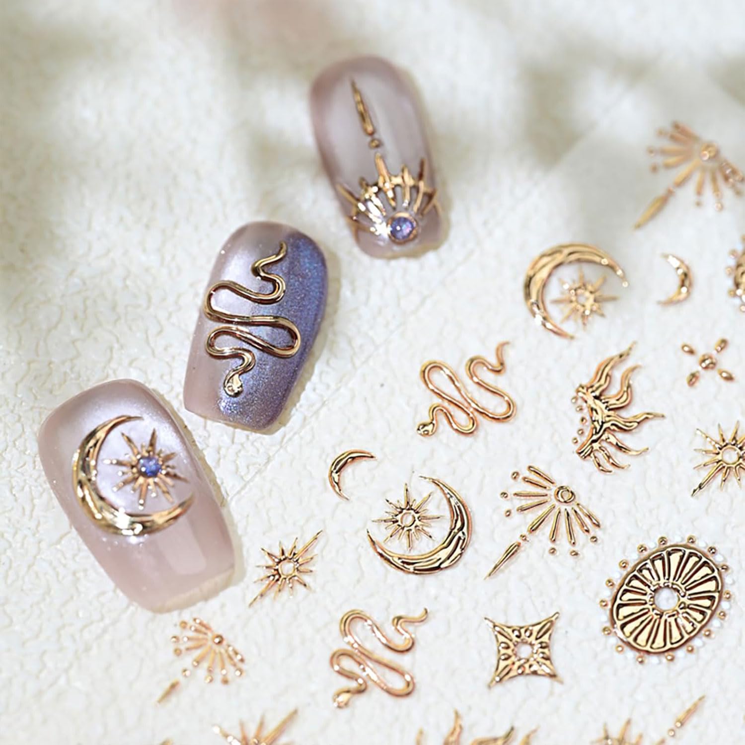 Toypoels estrella y luna 5D, diseño brillante para uñas.