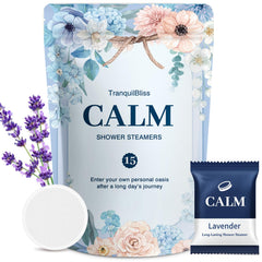 Bombas de ducha TranquilBliss lavanda para relajación al despertar.