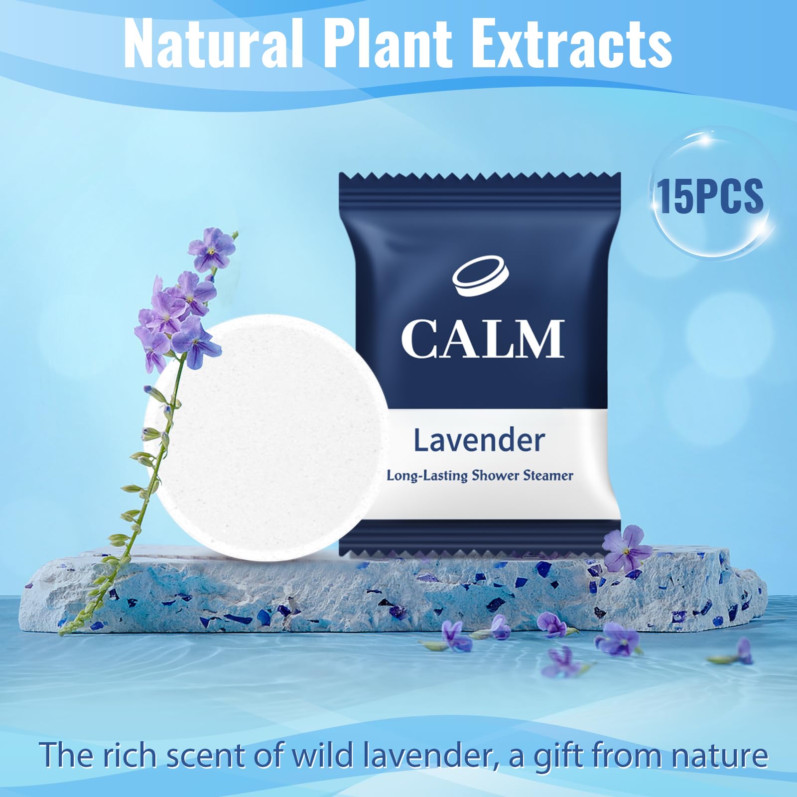 Bomba de ducha Lavanda TranquilBliss en envase premium para regalo.