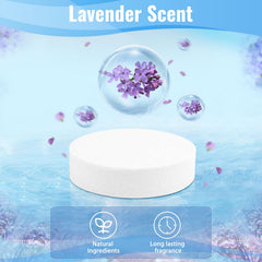 Bomba de ducha lavanda TranquilBliss lista para uso en la ducha.