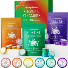 TranquilBliss pastillas para ducha limón, aroma duradero para despertar los sentidos.
