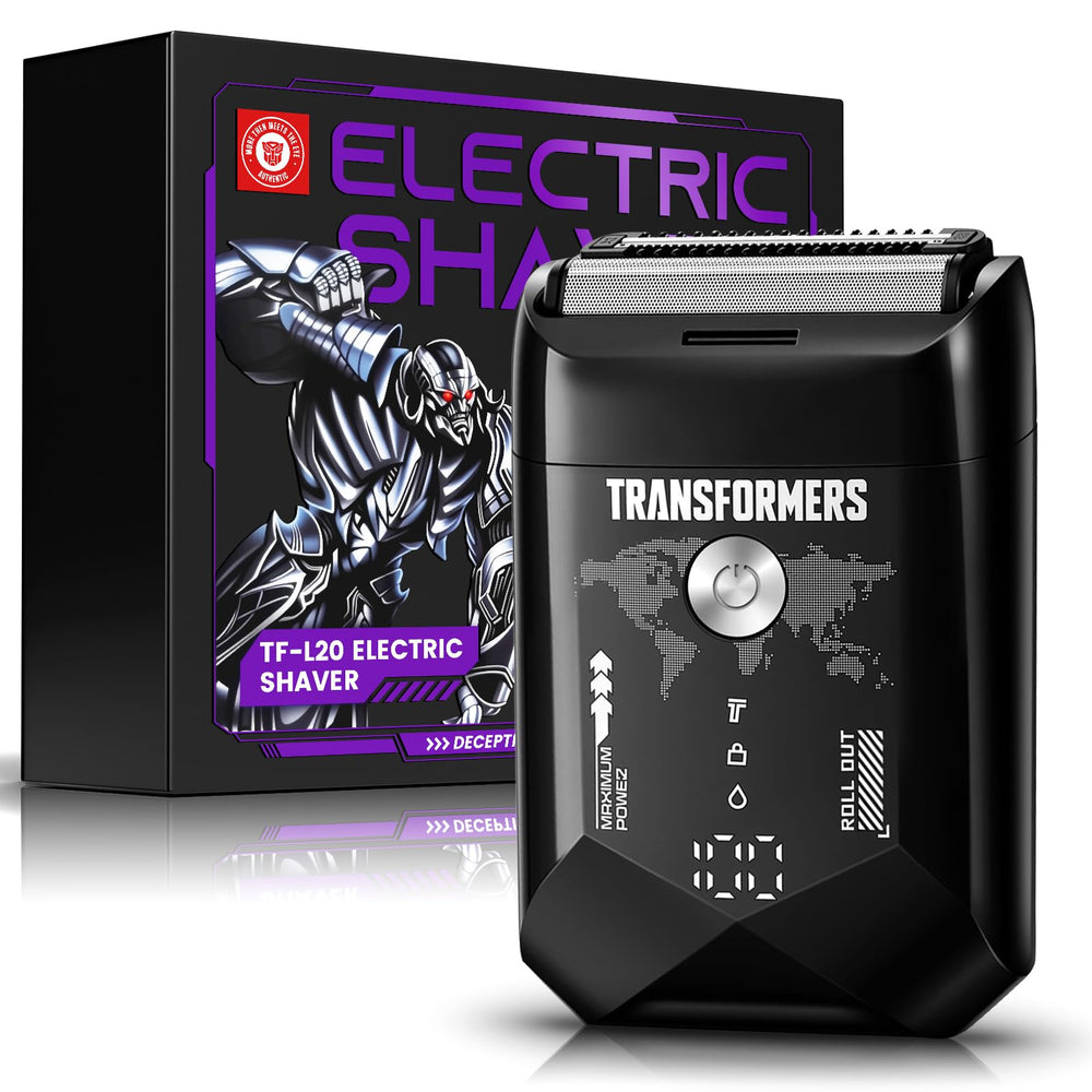 Transformers afeitadora eléctrica con diseño compacto, ideal para uso diario y viajes