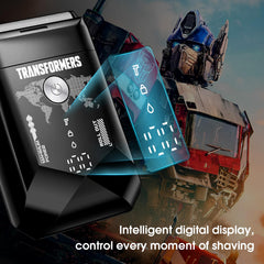Transformers afeitadora con pantalla de batería y modo de uso