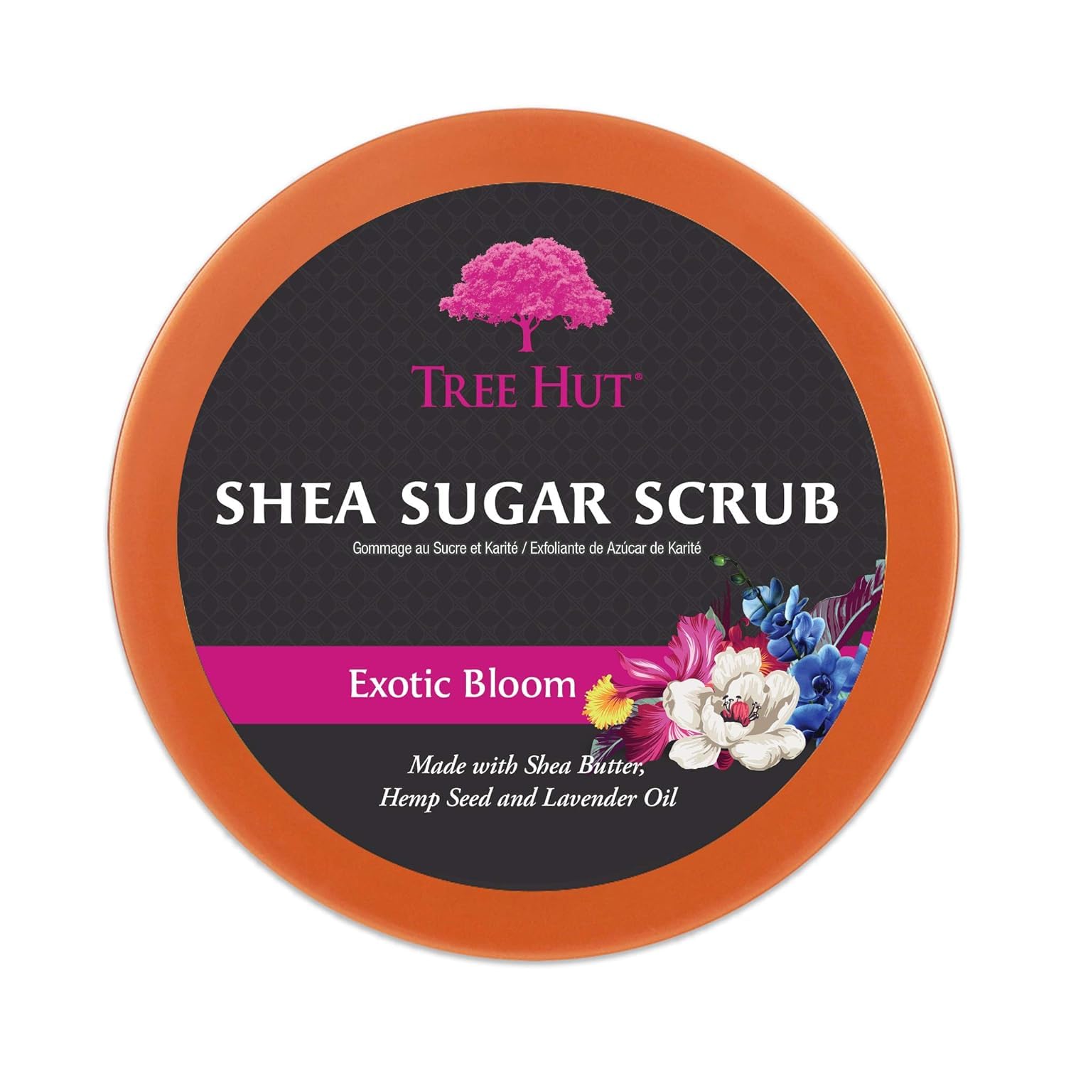 Tree Hut Exotic Bloom aroma floral de freesia, sándalo y vainilla.