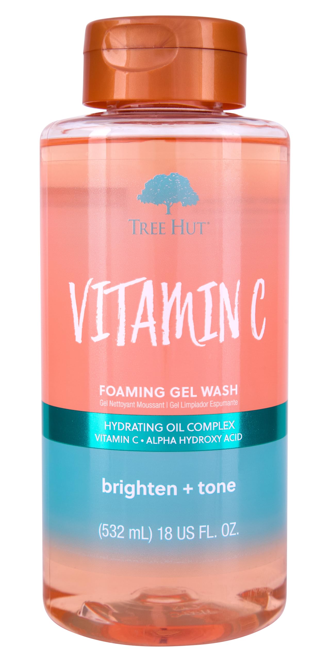 Tree Hut Vitamina C Gel Ducha Espumoso en botella, aroma cítrico duradero para la piel