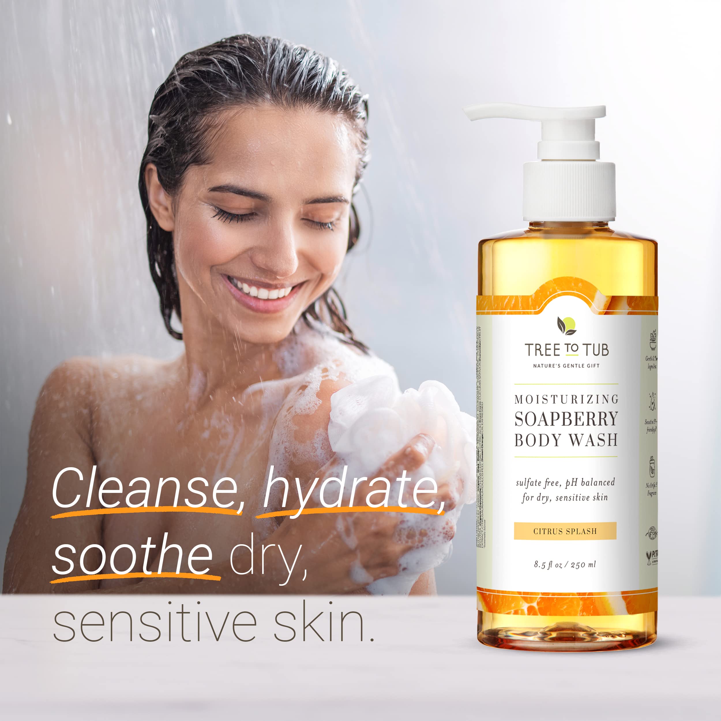 Tree to Tub con ingredientes naturales camomila y aloe para piel sensible