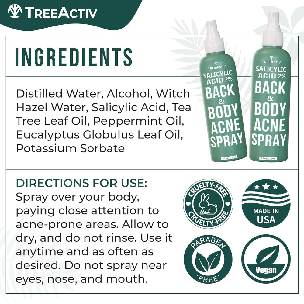 Bruma de secado rápido TreeActiv con aroma fresco para el cuerpo.