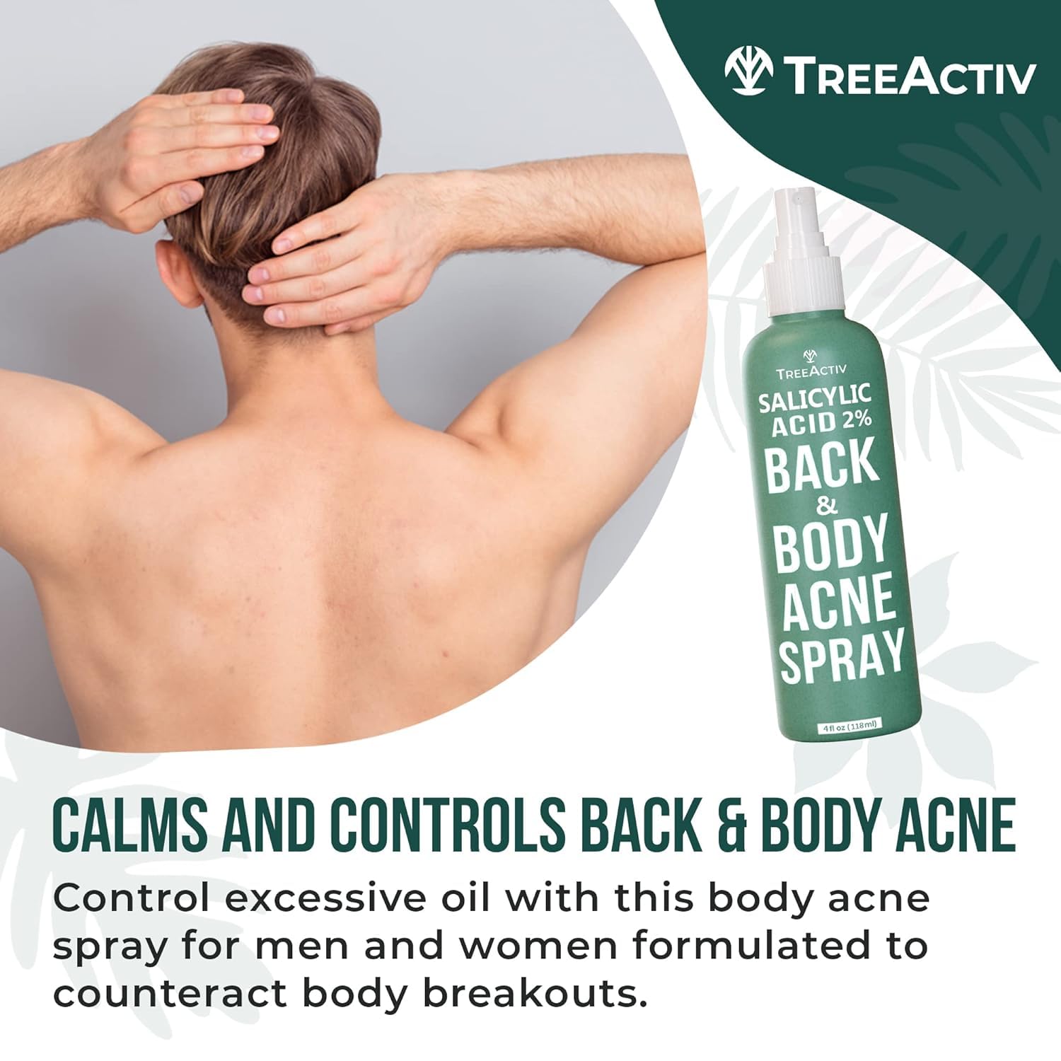 Pack de dos frascos TreeActiv para cuidado continuo del acné corporal.