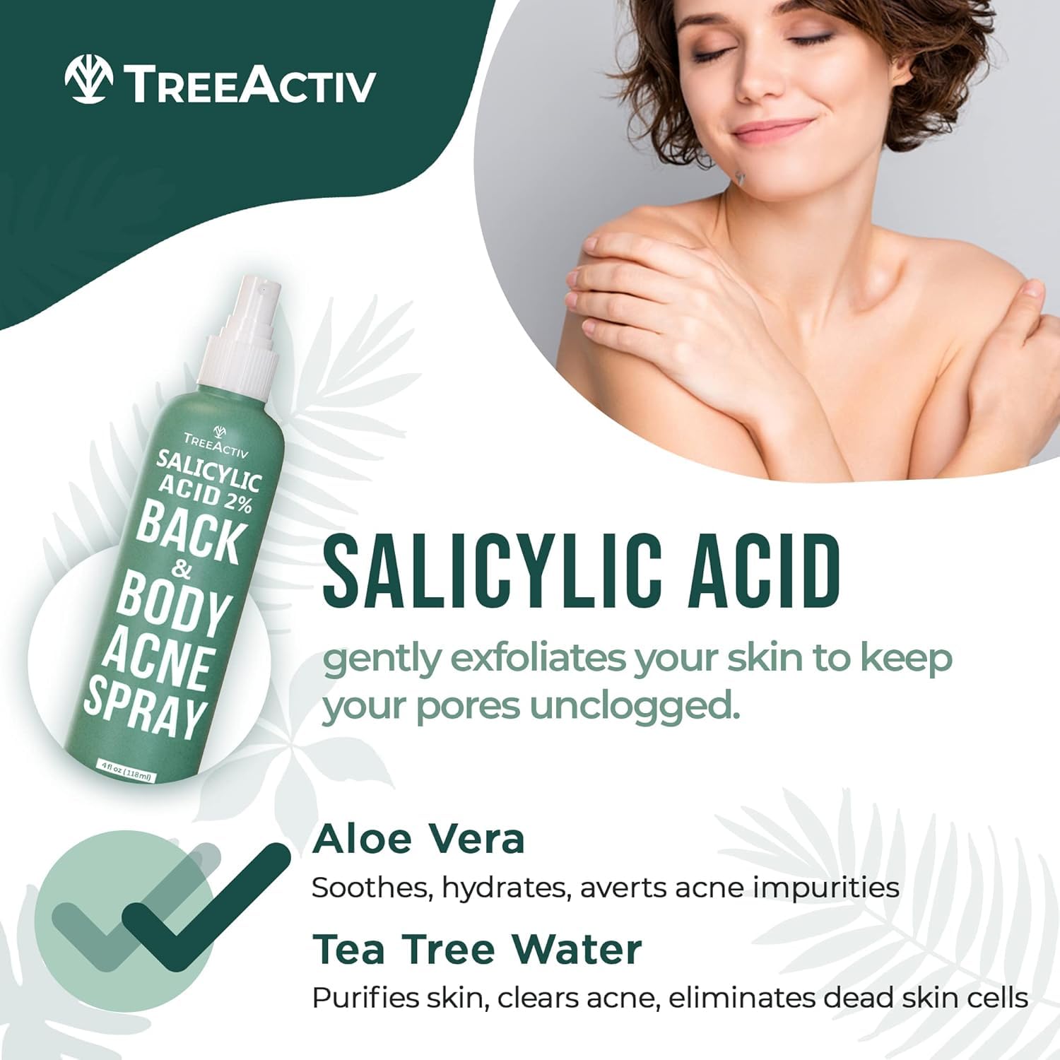 Uso diario en espalda y torso con TreeActiv spray bacne.