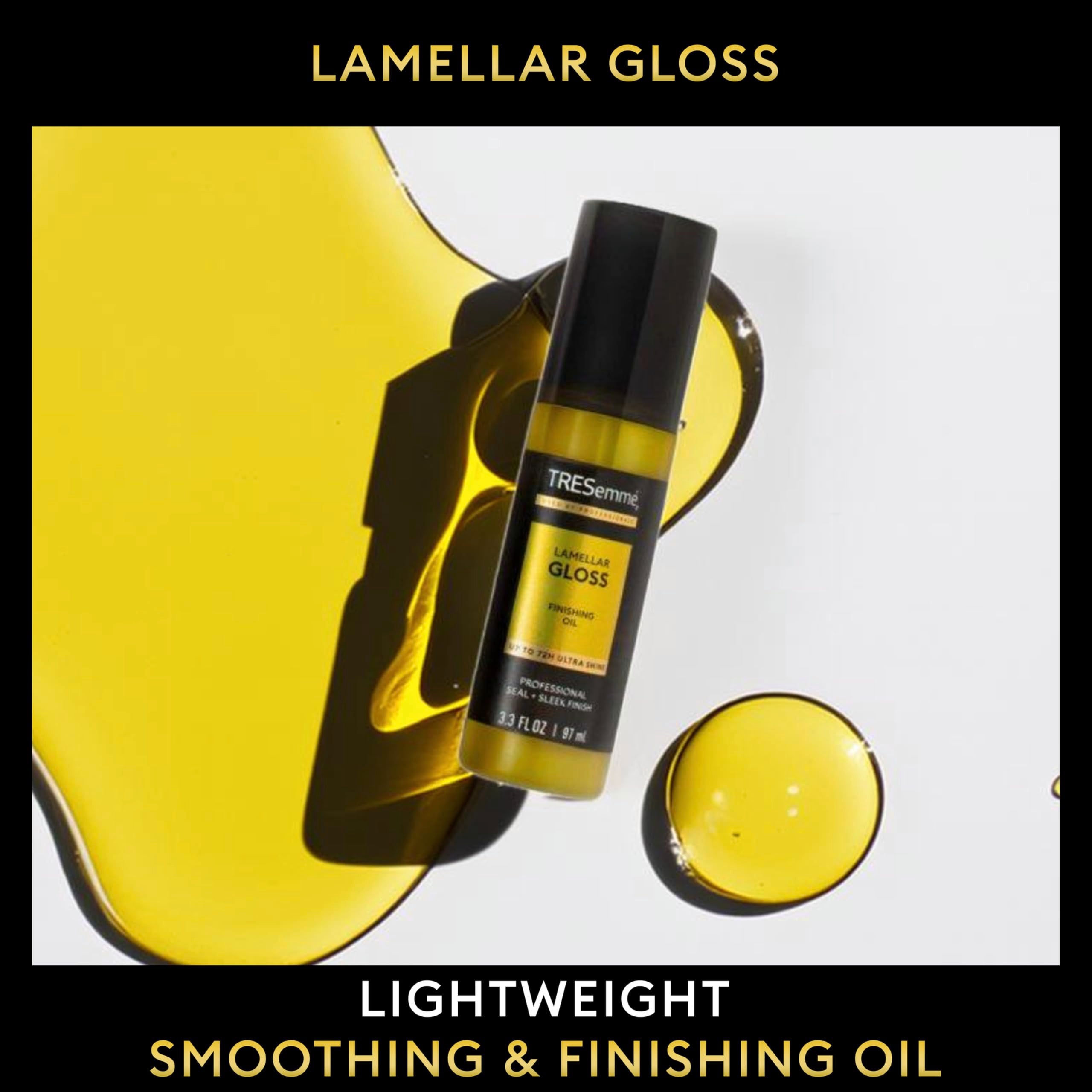 TRESemmé aceite lamelar, aplicación en cabello húmedo para sellar la cutícula y reducir el encrespamiento.