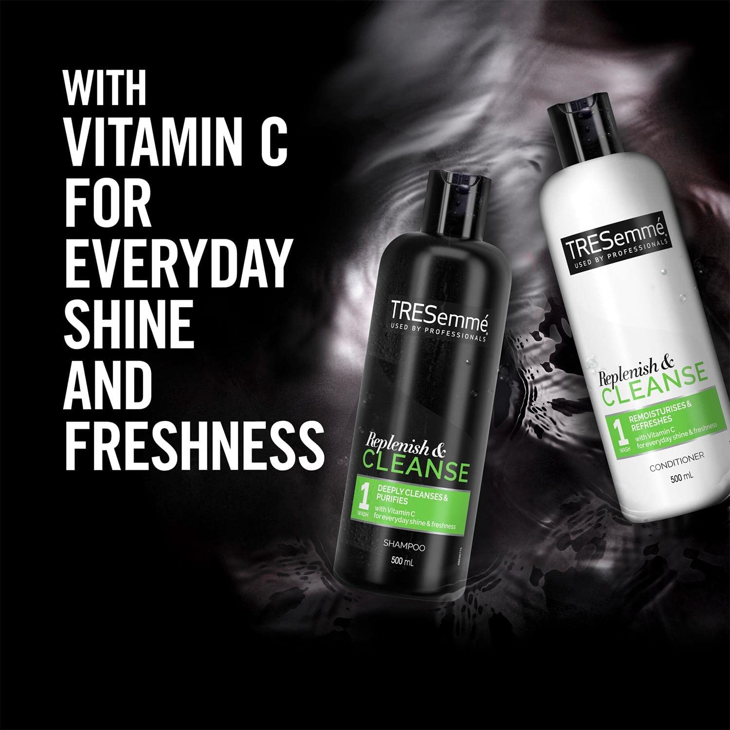 Tresemmé Shampoing Nettoyage profond – texture riche, cheveux propres et légers après lavage.