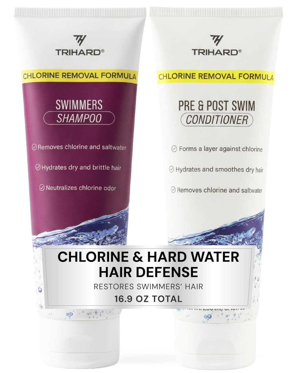 TRIHARD Defensa contra cloro: shampoo para cabello expuesto a piscina.