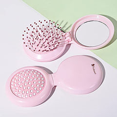 Trikeel cepillo de pelo compacto para bolso con espejo incorporado