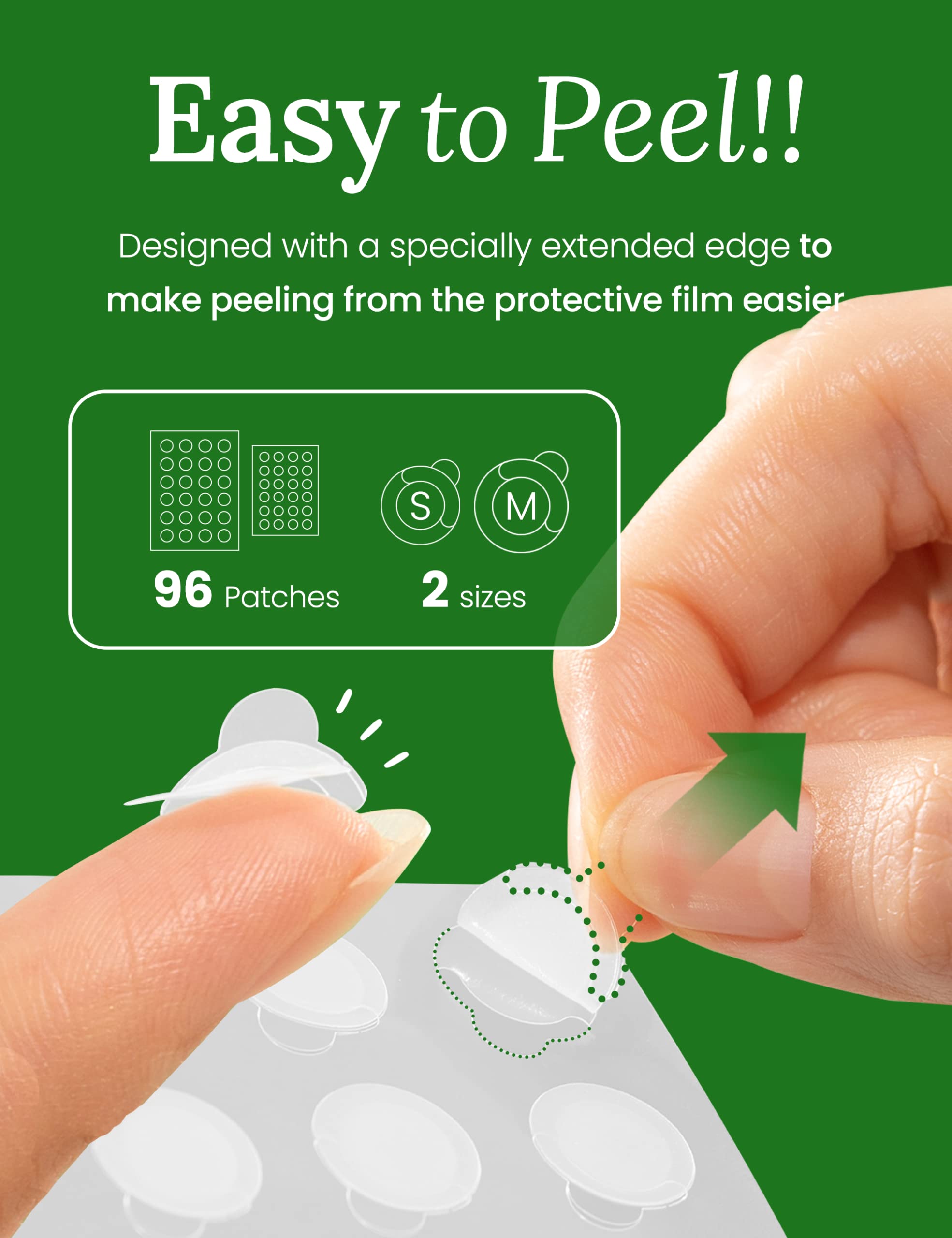 Troubless hydrocolloid center absorbs moisture while protecting the area.