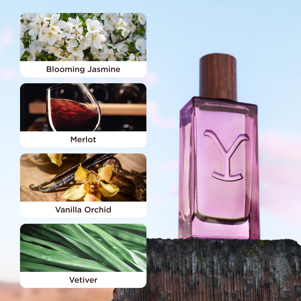 Etiqueta Tru Fragrance Beauty Yellowstone Dusk que transmite calidad