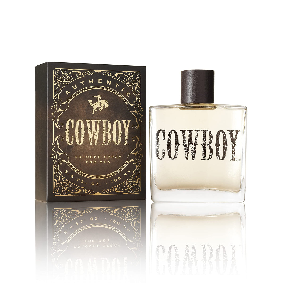 Fragancia Tru Western Cowboy en frasco, aroma robusto para uso diario.