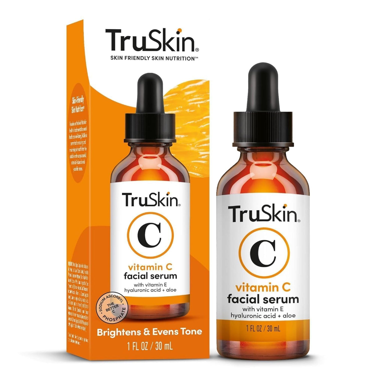 TruSkin Naturals serum vitamina C para el rostro ilumina la piel de forma suave.