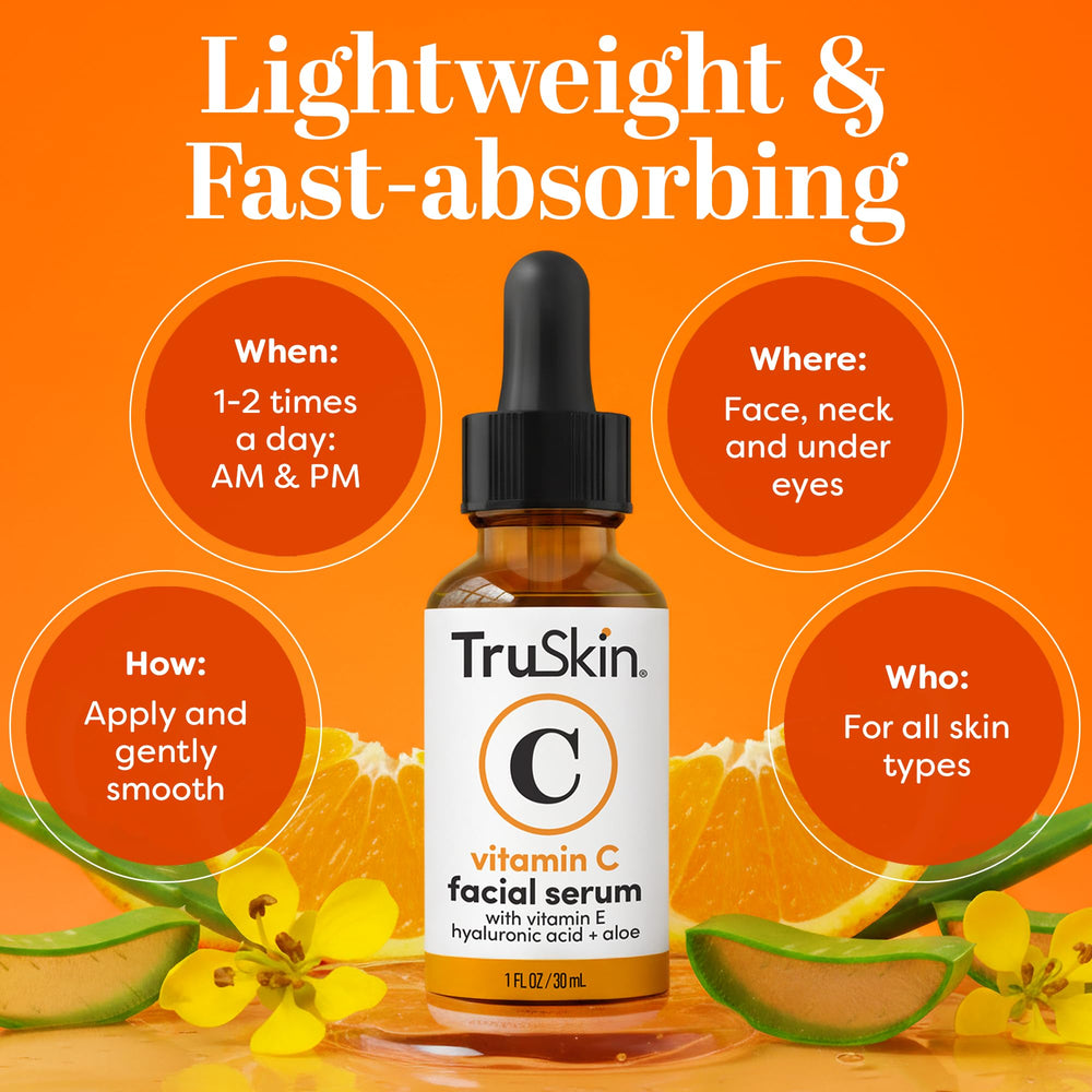 TruSkin Naturals serum vitamina C tiene textura suave para uso diario.