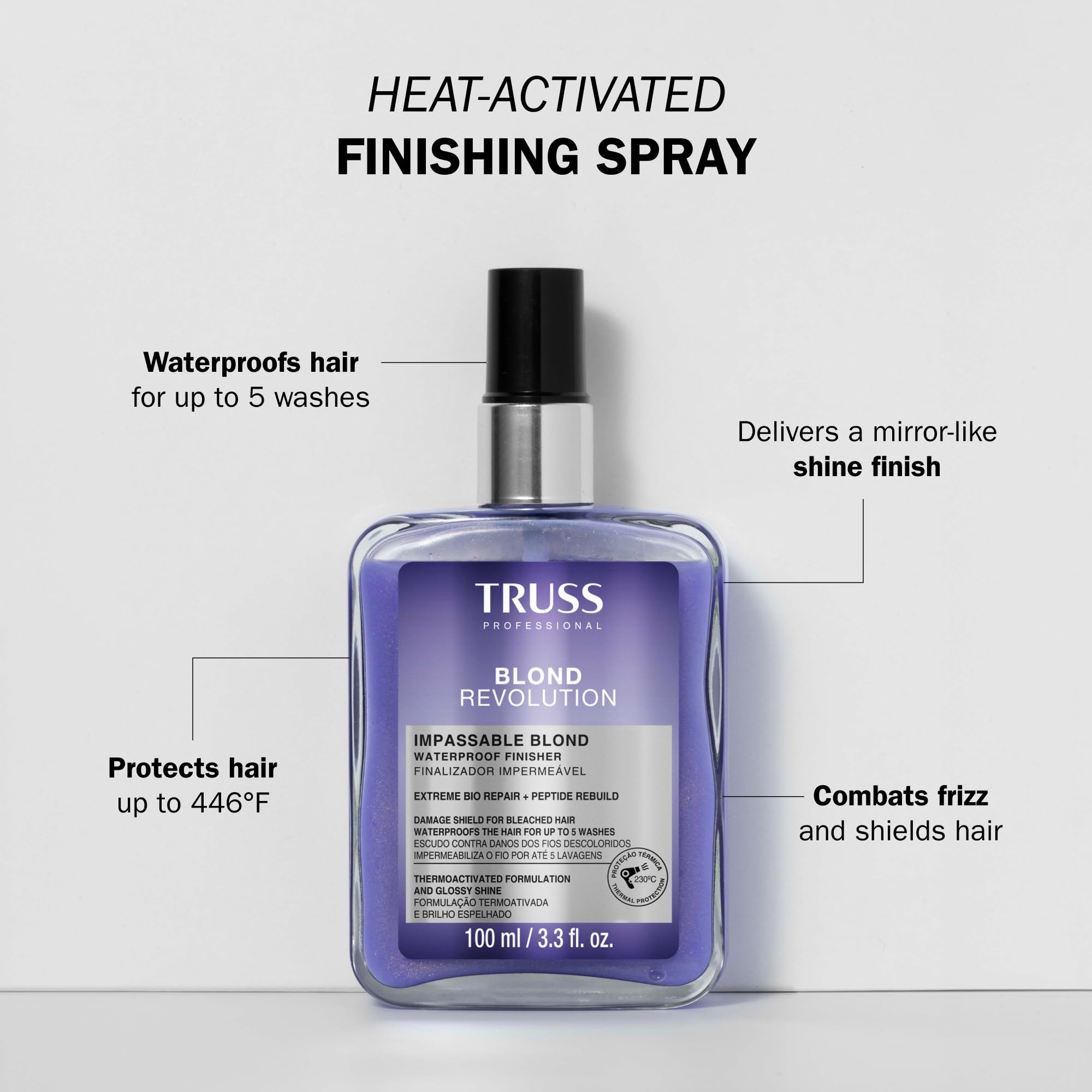 TRUSS Blond Revolution: barrera-impermeable que retiene humedad para peinado suave y duradero.