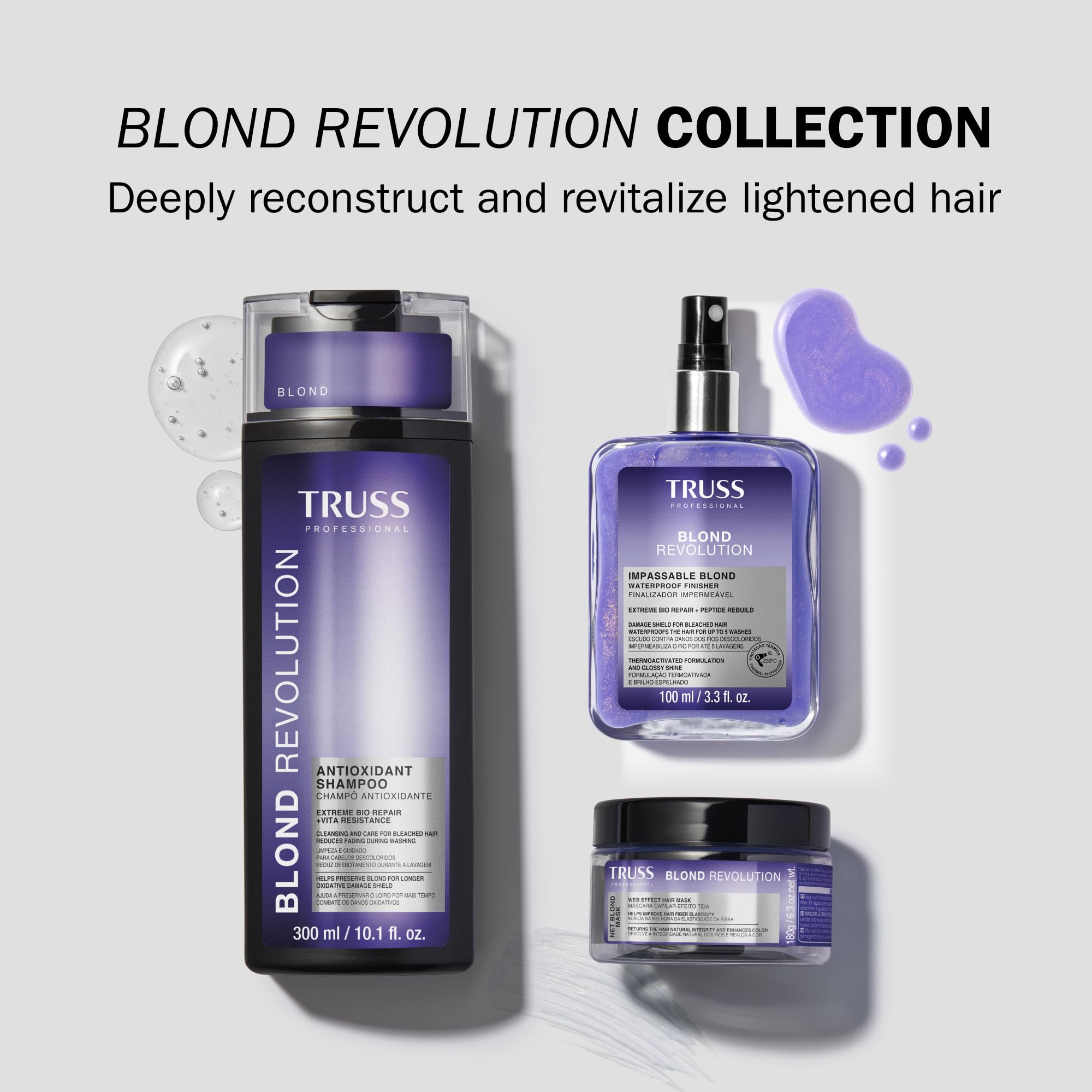 TRUSS Blond Revolution: control-frizz-rubios para cabello brillante en climas desafiantes.