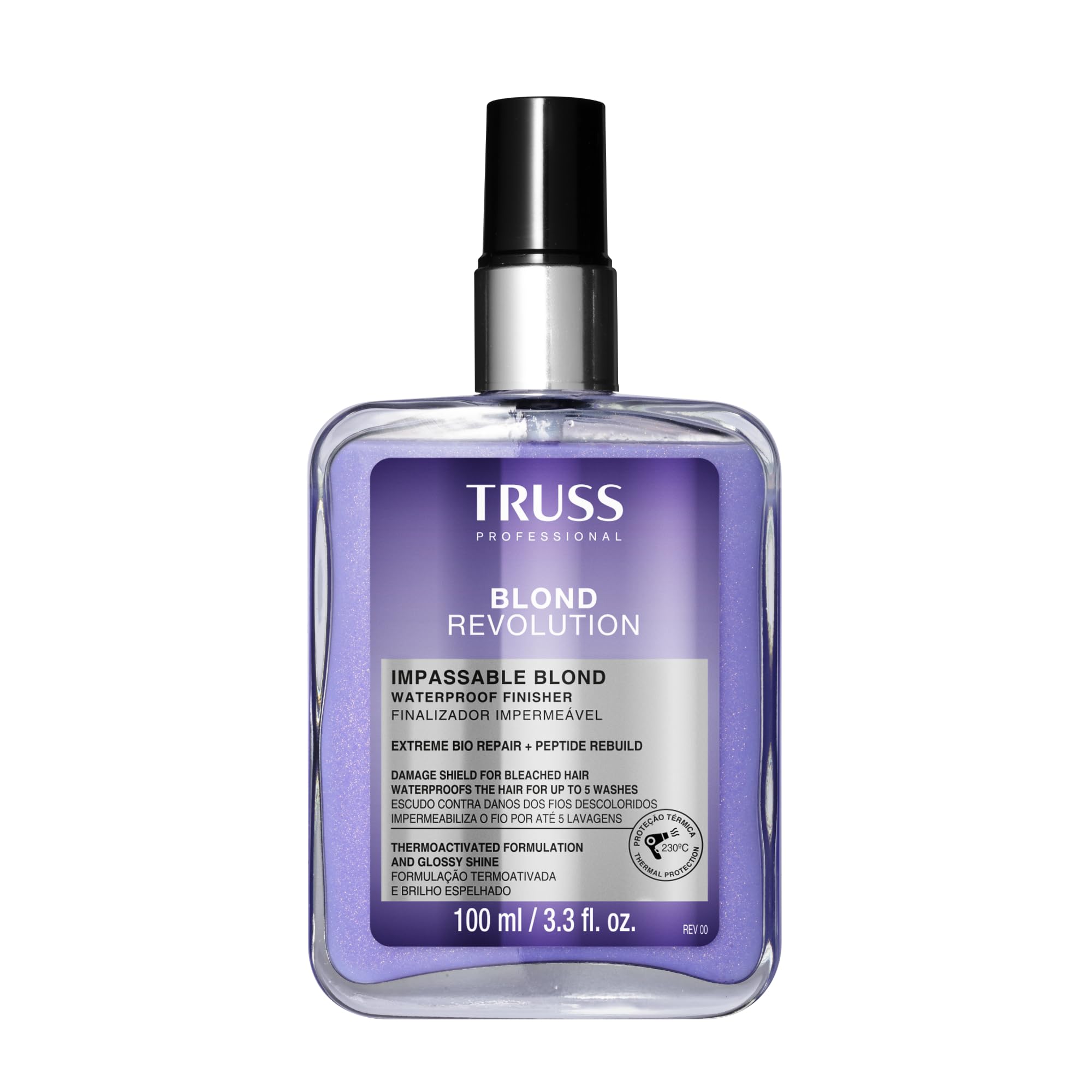 TRUSS Blond Revolution: spray-impermeable para cabello rubio con control de frizz y brillo.